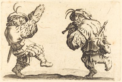 Dansere med fløjte og tamburin af Jacques Callot