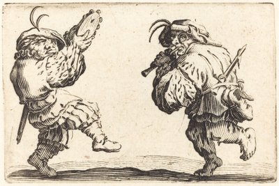 Dansere med fløjte og tamburin, ca. 1622. af Jacques Callot
