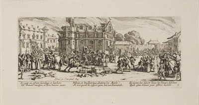 Ødelæggelse af et kloster, plade seks fra The Miseries of War af Jacques Callot