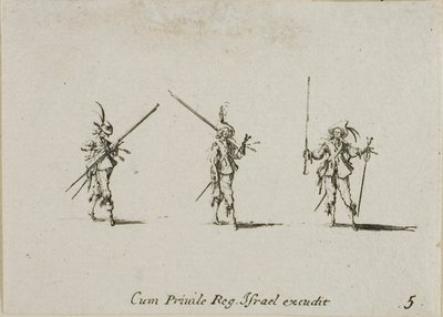 Bor med Tilted Pikes, plade fem fra The Military Exercises af Jacques Callot
