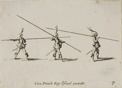 Bor med musket, plade syv fra The Military Exercises af Jacques Callot