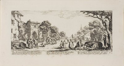 Dying Soldiers by the Roadside, plade seksten fra The Miseries of War af Jacques Callot