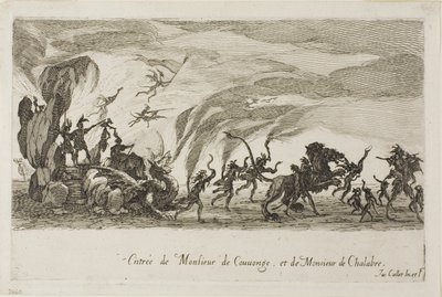 Indgang af M. de Couvonage og M. de Chalabre, fra Kampen ved barrieren af Jacques Callot