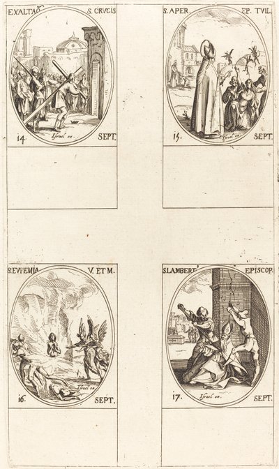 Ophøjelse af det hellige kors; St. Aper; St. Euphemia; St. Lambert af Jacques Callot