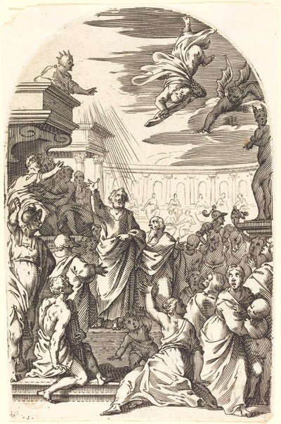 Simon Tryllekunstnerens fald af Jacques Callot