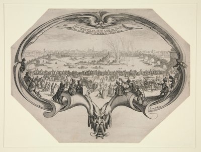 Festival for farverne og væverne i Firenze, 25. juli 1619 på Arno. af Jacques Callot
