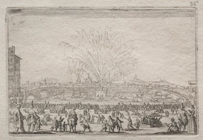 Fyrværkeri på Arno, ca. 1622. af Jacques Callot