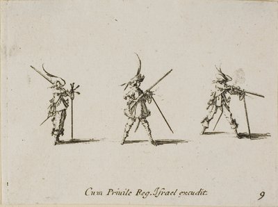 Firing the Musket, plade ni fra The Military Exercises af Jacques Callot