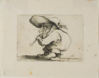 Flageolet Player, fra Varie Figure Gobbi af Jacques Callot