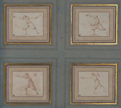 Fire studier af en fægter, 1766-69 af Jacques Callot