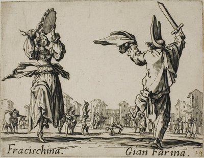 Fracischina - Gian Farina, plade 17 fra Balli di Sfessania af Jacques Callot