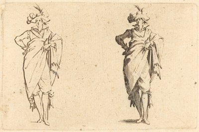 Gentleman set forfra med hånden på hoften af Jacques Callot