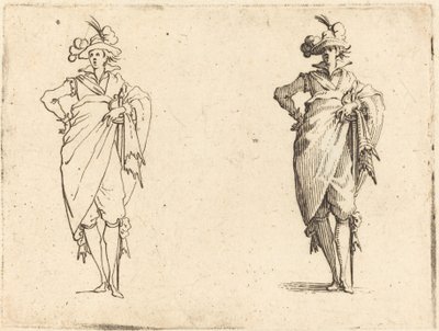 Gentleman set forfra med hånden på hoften af Jacques Callot