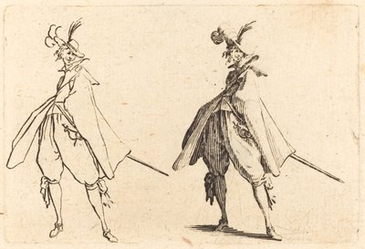 Herre i stor kappe, set forfra af Jacques Callot