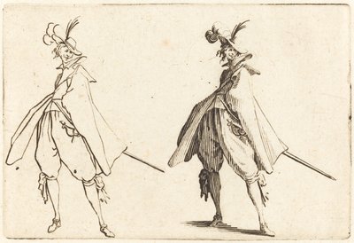 Herre i stor kappe, set forfra af Jacques Callot