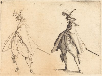 Herre i stor kappe, set forfra af Jacques Callot