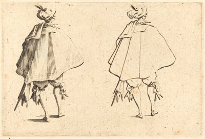 Herre i stor kappe, set bagfra af Jacques Callot