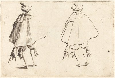 Herre i stor kappe, set bagfra af Jacques Callot