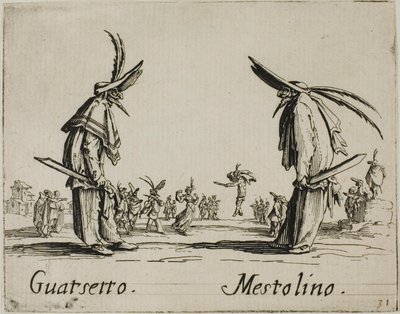 Guatsetto - Mestolino, plade 5 fra Balli di Sfessania af Jacques Callot