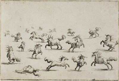 Heste, der løber frit, fra The Caprices af Jacques Callot