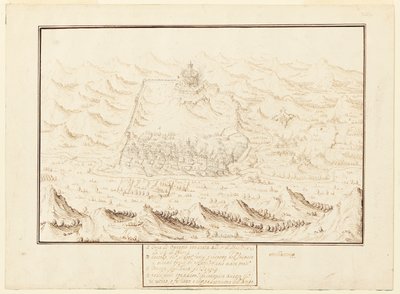 Isometrisk udsigt over Torra de Ottaggio af Jacques Callot