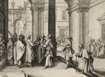 Jesus og de lovkyndige, 1635 af Jacques Callot