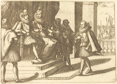 Konge og Dronning i Samråd om Tyrkerne af Jacques Callot