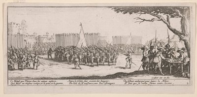 Enrolling the Troops, illustration fra The Large Miseries of War af Jacques Callot