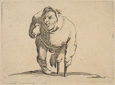Krøblingen med en krykke og en træ ..., 1616-22. af Jacques Callot