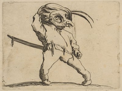 Den maskerede mand med skæve ben, fra Varie Figure ..., 1616-22. af Jacques Callot
