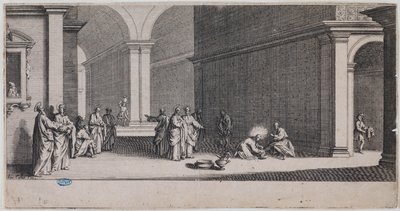 Den store passionshistorie, Fodvaskningen. Første blad i en serie på 7 blade (Lieure 281, Meaume 12) af Jacques Callot