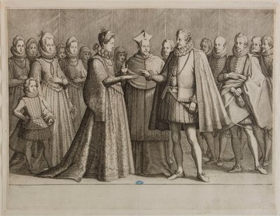 Ferdinand I de’ Medicis’ liv, Ferdinand I’s bryllup. Første nummer i en serie på 16 færdige stykker og 2 ekstra stykker (Lieure 147, Meaume 534) af Jacques Callot