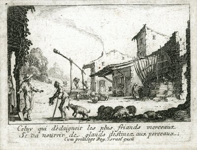 Den fortabte søns liv ... (kobberstik) af Jacques Callot