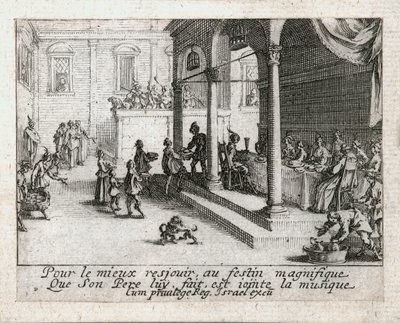 Den fortabte søns liv ... (kobberstik) af Jacques Callot