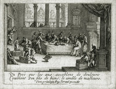 Den fortabte søns liv ... (kobberstik) af Jacques Callot