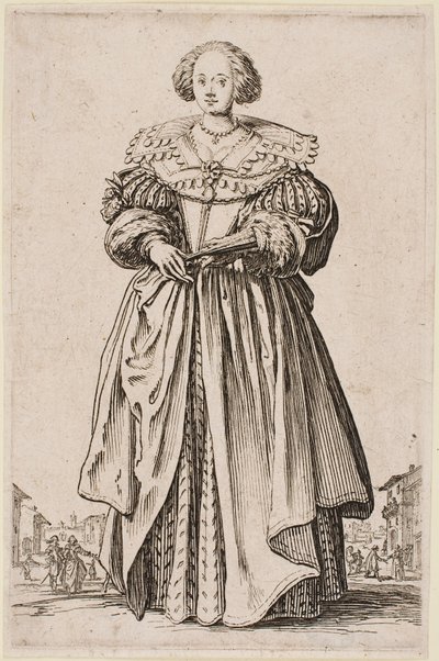 Lady with a Fan, fra serien "The Nobility of Lorraine" af Jacques Callot