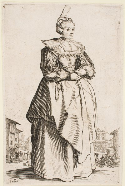Lady with a Raised Cap, fra serien "The Nobility of Lorraine" af Jacques Callot