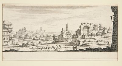 Landskab med store bygninger af Jacques Callot