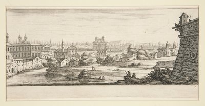 Landskab med store, imponerende bygninger af Jacques Callot
