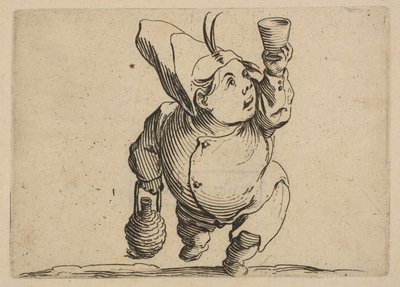 Le Beveur vu de Face Drikkeren set forfra, fra Varie Figure Gobbi, jakkesæt..., 1616-22. af Jacques Callot