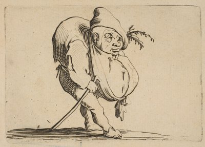 Le Bossu a La Canne The Hunchback with a Cane, fra Varie Figure Gobbi, suite kaldet..., 1616-22. af Jacques Callot