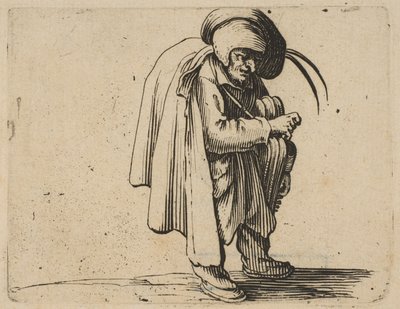 Le Jouer de Vielle The Hurdy-Gurdy Player, fra Varie Figure Gobbi, suite kaldet aus..., 1616-22. af Jacques Callot
