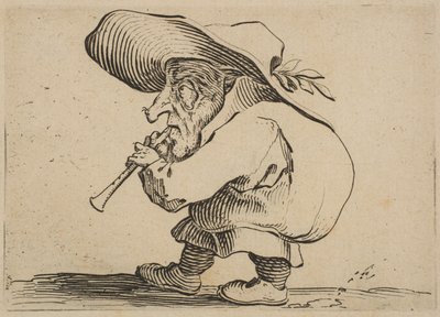 Le Joueur de Flageolet The Flageolet Player, fra Varie Figure Gobbi, suite kaldet a..., 1616-22. af Jacques Callot