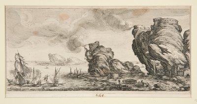 Le combat naval (Naval battle), fra Landscapes for Giovanni de Medici af Jacques Callot