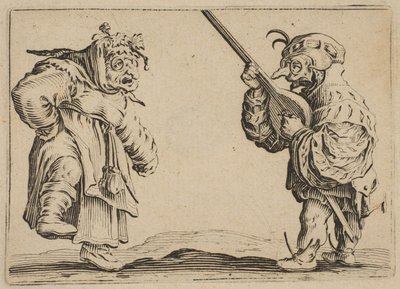 Les Danseurs au Luth Danserne med en lut, fra Les Caprices Series B, Nancy-sættet, 1617-20. af Jacques Callot