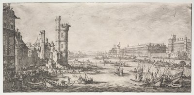 De to fantastiske udsigter over Paris: Udsigt over Louvre af Jacques Callot