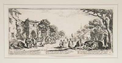 Krigens store elendighed: N. 16 - De døende ved siden af ​​vejene af Jacques Callot