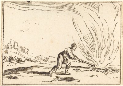 Mand, der deltager i en brand af Jacques Callot