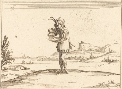 Mand vasker en perle. af Jacques Callot