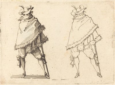 Mand svøbt i sin kappe, ca. 1617. af Jacques Callot